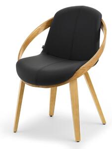 Skórzane krzesło na drewnianych nogach czarne lagos nogi dąb