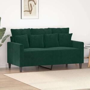 Sofa 2-osobowa, ciemnozielona, 120 cm, tapicerowana aksamitem