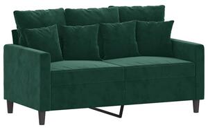 Sofa 2-osobowa, ciemnozielona, 120 cm, tapicerowana aksamitem