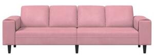 Nowoczesna sofa do salonu w kolorze rÃ³Å¼owym z poduszkami z pianki, 4 miejsca, trwaÅa i elegancka