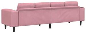 Nowoczesna sofa do salonu w kolorze rÃ³Å¼owym z poduszkami z pianki, 4 miejsca, trwaÅa i elegancka