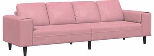 Nowoczesna sofa do salonu w kolorze rÃ³Å¼owym z poduszkami z pianki, 4 miejsca, trwaÅa i elegancka