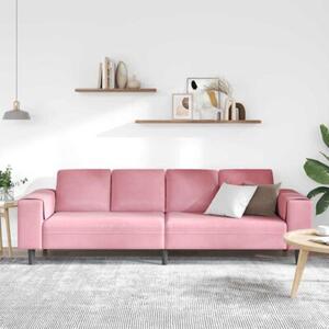 Nowoczesna sofa do salonu w kolorze rÃ³Å¼owym z poduszkami z pianki, 4 miejsca, trwaÅa i elegancka