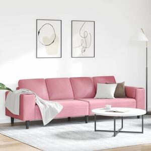 Nowoczesna sofa do salonu w kolorze rÃ³Å¼owym z poduszkami z pianki, 4 miejsca, trwaÅa i elegancka