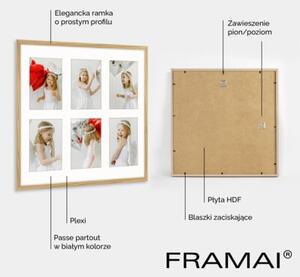 Ramka na zdjęcia 6x 10x15 cm kolor dębowy galeria zdjęć multirama collage 40x40 cm FRAMAI®