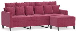Sofa 3-osobowa z podnÃ³Å¼kiem winna czerwieÅ 180 cm, aksamit