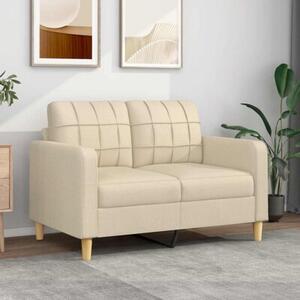 Sofa, 2-osobowa kremowa, 120 cm, tapicerowana tkaninÄ