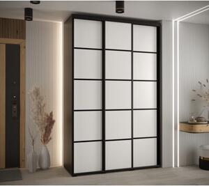 Szafa przesuwna wysoka Davos 4 150, gł. 60 cm czarny + biały + czarny