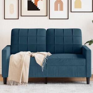 Sofa 2-osobowa, niebieski, 120 cm, tapicerowana aksamitem