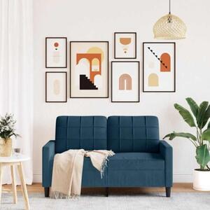 Sofa 2-osobowa, niebieski, 120 cm, tapicerowana aksamitem