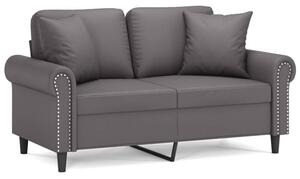Sofa 2-osobowa z poduszkami, szara, 120 cm, sztuczna skÃ³ra