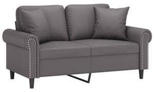 Sofa 2-osobowa z poduszkami, szara, 120 cm, sztuczna skÃ³ra
