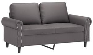 Sofa 2-osobowa z poduszkami, szara, 120 cm, sztuczna skÃ³ra