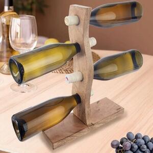 Stojak na wino drewniany na 4 butelki MANGO 30,5x39,5 cm