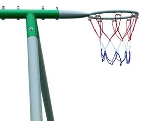Ogrodowy plac zabaw dla dzieci XXXL z huśtawkami, zjeżdżalnią, trapezem gimnastycznym, koszem do koszykówki i bramką do piłki nożnej
