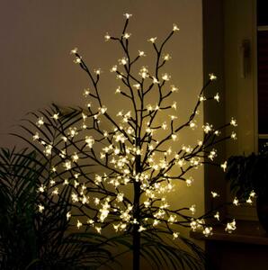 Dekoracyjne LED drzewo z kwiatami - 1,5 m, ciepła biel