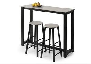 Stolik barowy do kuchni z krzesłami remi beton na czarnej podstawie