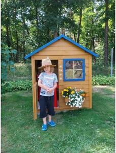 Drewniany domek ogrodowy dla dzieci - Mateusz z podłogą i oknem plexi
