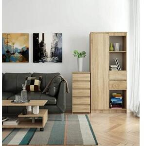 Wąska komoda, STILO, 5 szuflad, 40x35x92 cm, dąb sonoma, mat | TYLETEGOTU