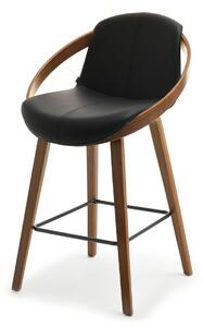 Skórzane krzesło barowe z giętego drewna lagos czarny nogi orzech