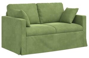 Modularna sofa aksamitna w kolorze jasnozielonym z czarnymi akcentami