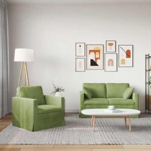 Modularna sofa aksamitna w kolorze jasnozielonym z czarnymi akcentami