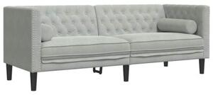 Elegancka sofa aksamitna do salonu z podÅokietnikami - jasnoszara, 2+3-osobowa