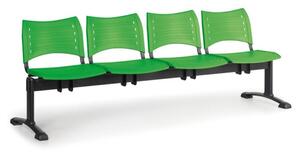 Ławka do poczekalni plastikowa VISIO, 4 siedzenia, zielony, czarne nogi