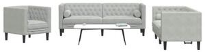 Elegancka sofa aksamitna do salonu z podÅokietnikami - jasnoszara, 2+3-osobowa