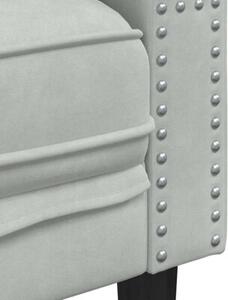 Sofa chesterfield aksamitna jasnoszara z gÅÄbokim tuftingiem i ergonomicznym wypeÅnieniem