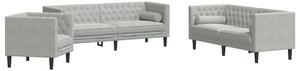 Elegancka sofa aksamitna do salonu z podÅokietnikami - jasnoszara, 2+3-osobowa