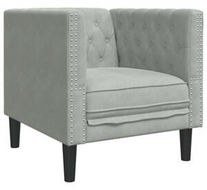 Elegancka sofa aksamitna do salonu z podÅokietnikami - jasnoszara, 2+3-osobowa