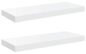Półki ścienne 2 szt., wysoki połysk, białe, 60x23,5x3,8 cm, mdf