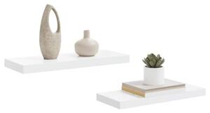 Półki ścienne 2 szt., wysoki połysk, białe, 60x23,5x3,8 cm, mdf