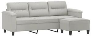 Sofa 3-os. z podnÃ³Å¼kiem, jasnoszara, 180 cm, obita mikrofibrÄ