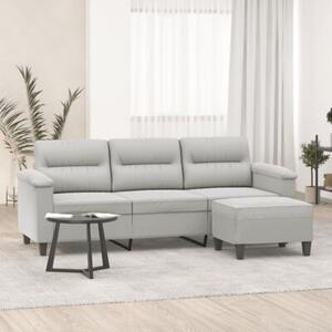 Sofa 3-os. z podnÃ³Å¼kiem, jasnoszara, 180 cm, obita mikrofibrÄ