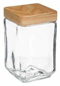 Kwadratowy szklany słoik 1,7L z sosnową pokrywką