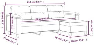 Sofa 3-os. z podnÃ³Å¼kiem, jasnoszara, 180 cm, obita mikrofibrÄ