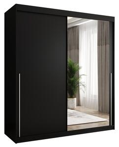Szafa przesuwna z lustrem Garderoba SIMA T2 180 czarny + u. srebrny