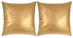 2-częściowy zestaw poduszek z PU, 60x60 cm, złoty
