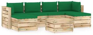 7-cz. zestaw wypoczynkowy do ogrodu, z poduszkami, drewniany