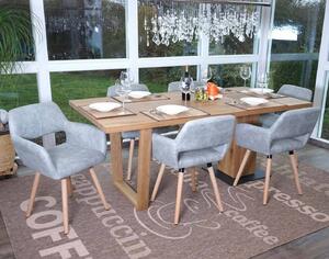 Zestaw 6 krzeseł do jadalni HWC-A50 II, krzesło kuchenne, design retro 50s ~ tkanina, beton vintage szary, jasne nogi