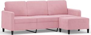 Sofa 3-osobowa z podnÃ³Å¼kiem, rÃ³Å¼owa, 180 cm, aksamitem