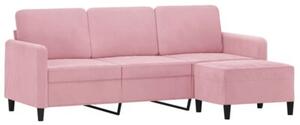 Sofa 3-osobowa z podnÃ³Å¼kiem, rÃ³Å¼owa, 180 cm, aksamitem