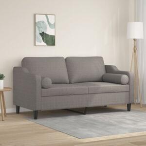 Sofa 2-osobowa z poduszkami, kolor taupe, 140 cm, tkanina