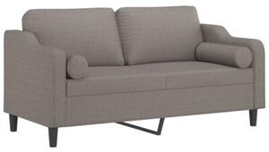 Sofa 2-osobowa z poduszkami, kolor taupe, 140 cm, tkanina