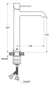 Bateria umywalkowa wysoka GranMaster RENE Czarny Mat z korkiem 1 szt