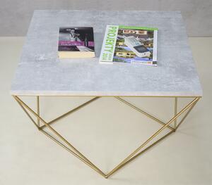 Nowoczesny stolik kawowy beton + złoty - Galapi 3X