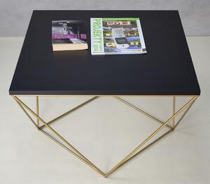 Druciany stolik kawowy w stylu glamour czarny + złoty - Galapi 4X
