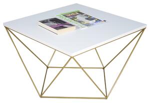 Kwadratowy stolik kawowy biały+ złoty - Galapi 3X